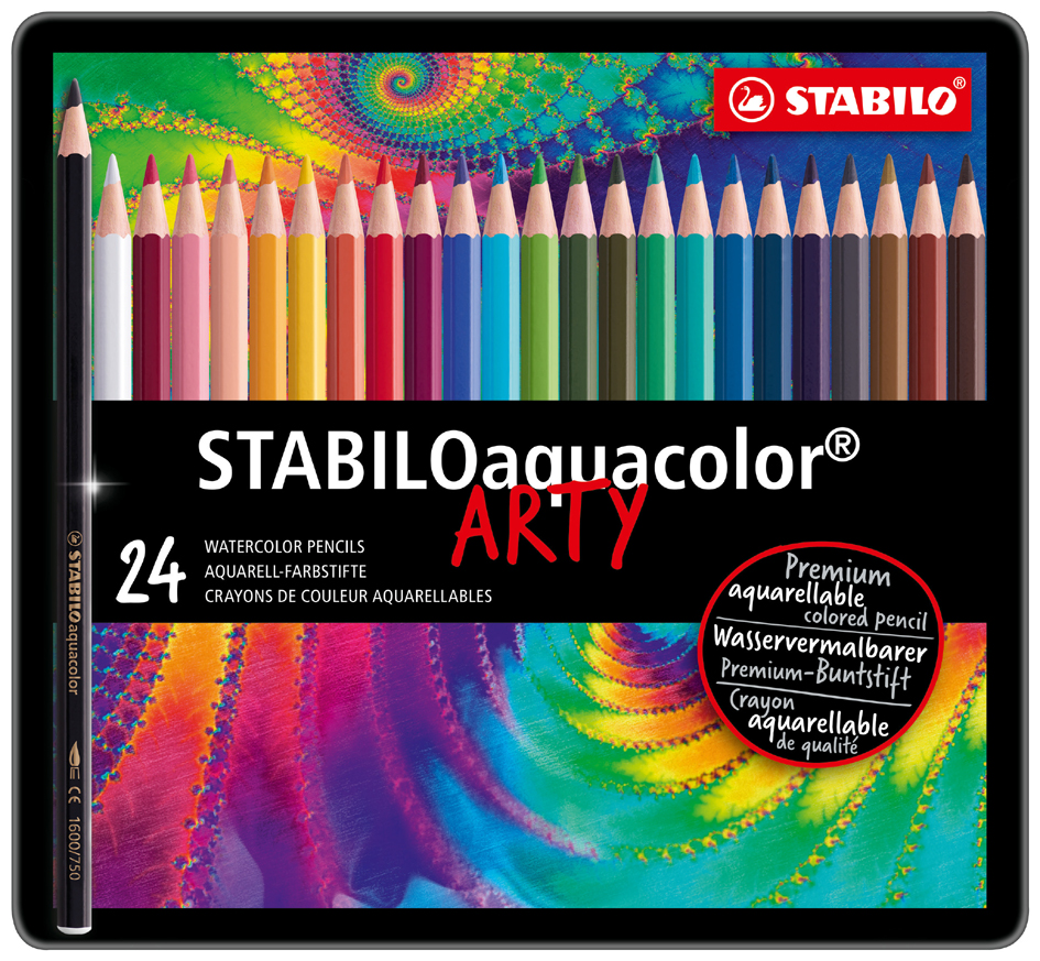 STABILO Crayon de couleur aquacolor 'ARTY', étui métallique