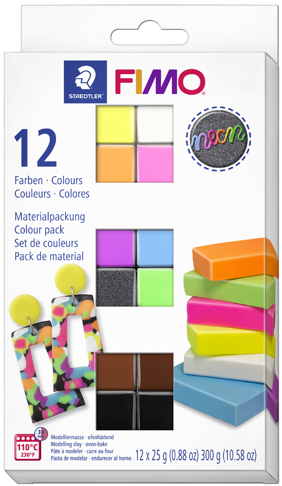 Set de pâte à modeller "fluo", set de 12