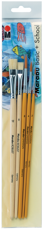 Marabu Kit de pinceau 'Basic + School', de 5 pièces