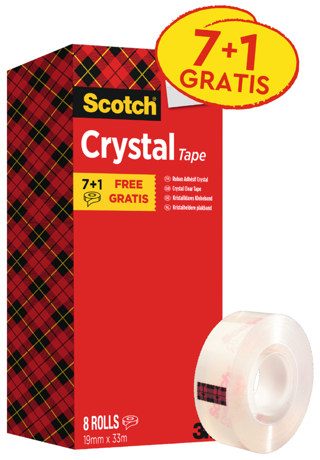 Scotch Ruban adhésif Crystal Clear 600, 19 mm x 33 m, 7+1