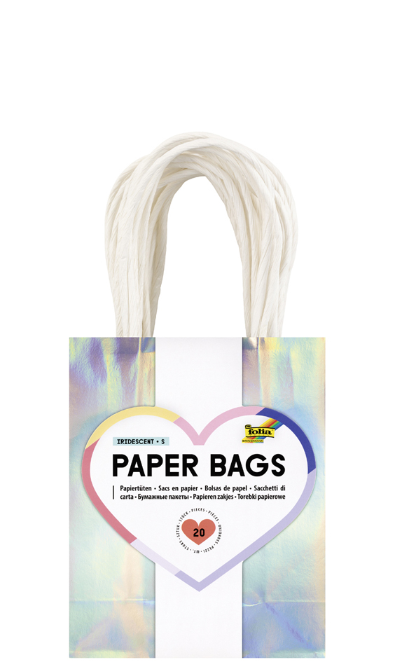 folia Sac en papier IRISÉ SCINTILLANT, taille: S