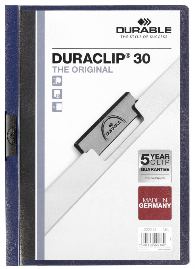 DURABLE Chemise à clip DURACLIP ORIGINAL 30, A4, bleu