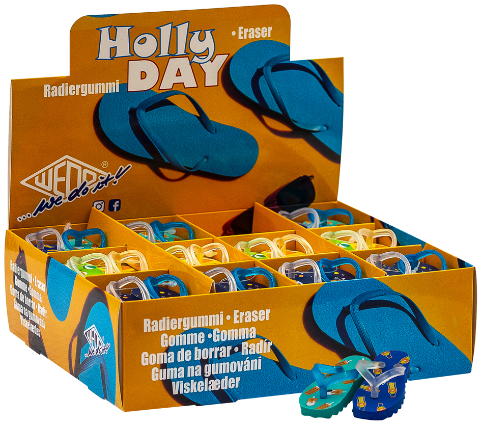 WEDO Gomme plastique Flip Flop 'HOLLYDAY', présentoir de 36