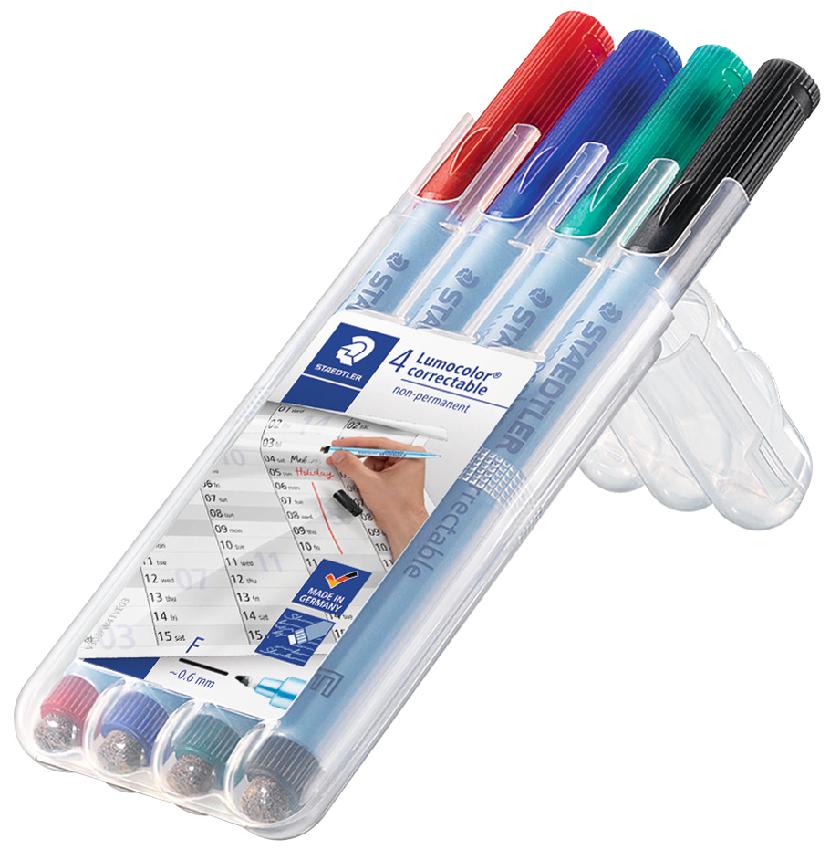 STAEDTLER Marqueur correctable 305F Lumocolor, étui de 4