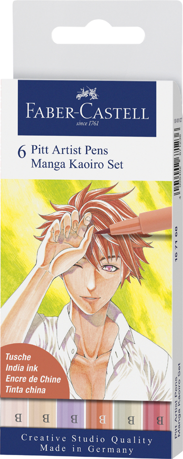 FABER-CASTELL Feutre PITT artist pen Manga Kaoiro, étui de 6