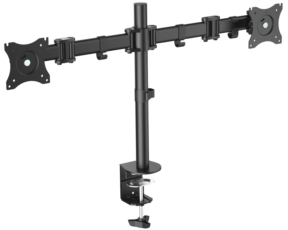 DIGITUS Support double écran universel, fixation par serrage