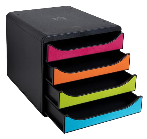 EXACOMPTA Module de classement BIG-BOX, 4 tiroirs, arlequin