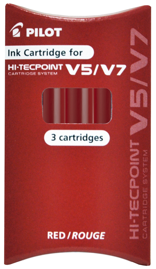Cartouches d'encre pour stylo roller V5/V7 Hi-Tecpoint, rouge
