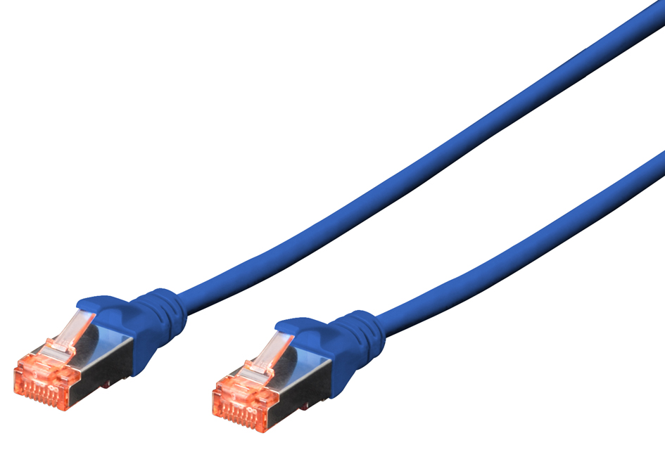 DIGITUS Câble de brassage, Cat. 6, S/FTP, 0,25 m, bleu