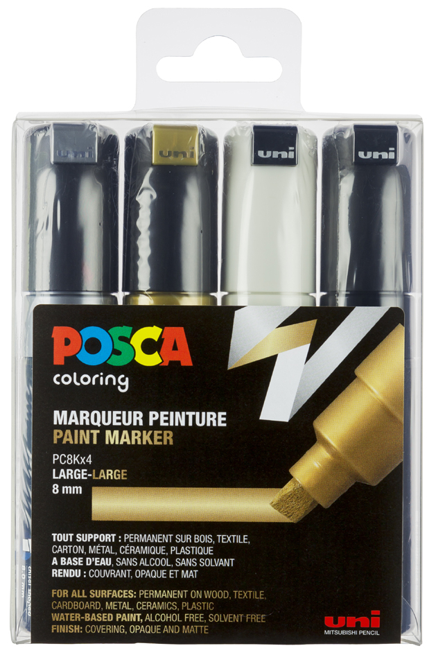 POSCA Marqueur à pigment PC-8K, étui de 4