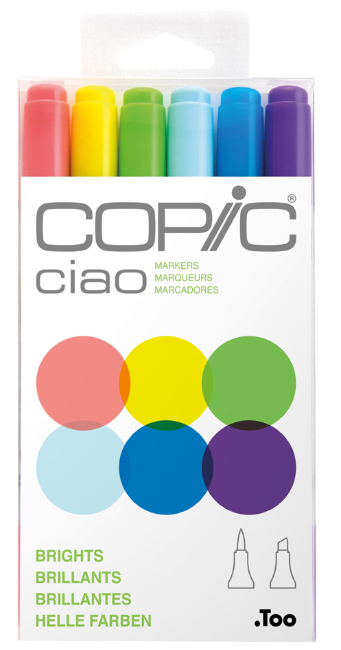 COPIC Marqueur ciao, kit de 6 'Brights'
