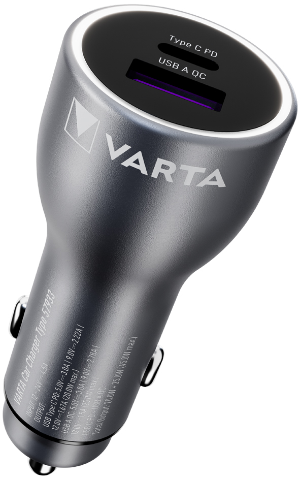 VARTA Chargeur allume-cigare 'Car Charger', 1 USB-A/1 USB-C