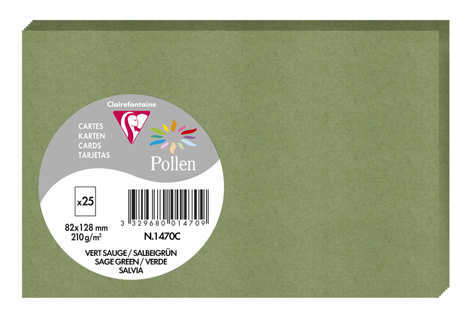 Pollen by Clairefontaine Carte 82 x 128 mm, vert sauge