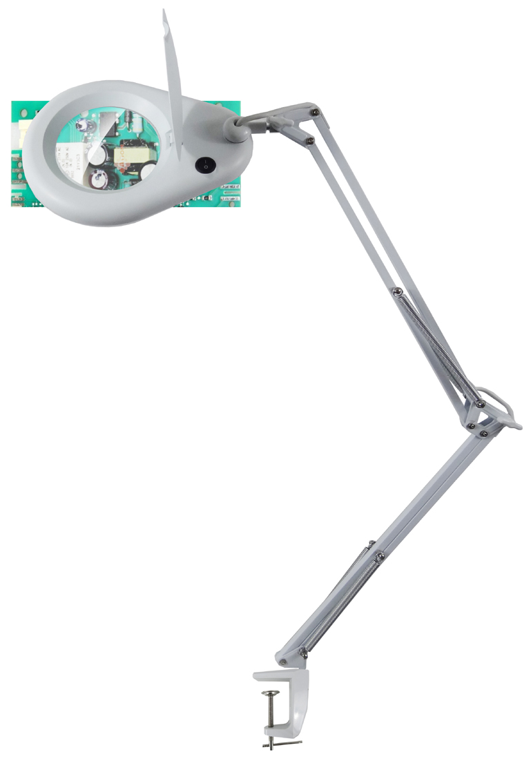 UNiLUX Lampe loupe à LED ZOOM, avec pince de table, blanc