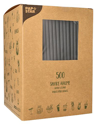 Paille en papier "pure", noire - dans un carton