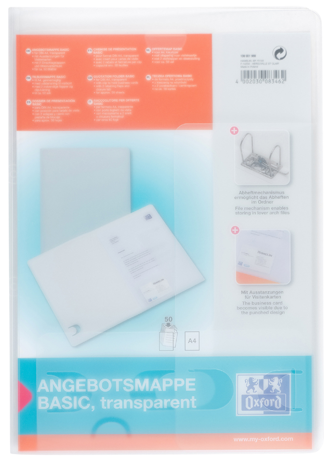 Oxford Chemise offre spéciale image basic, pr A4, incolore