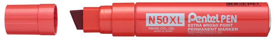Pentel Marqueur permanent N50XL, pointe biseautée, rouge