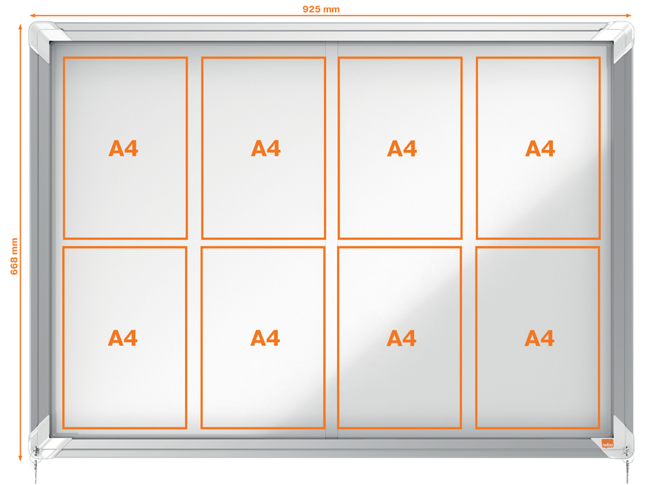 nobo Vitrine, porte coulissante, surface d'affichage en