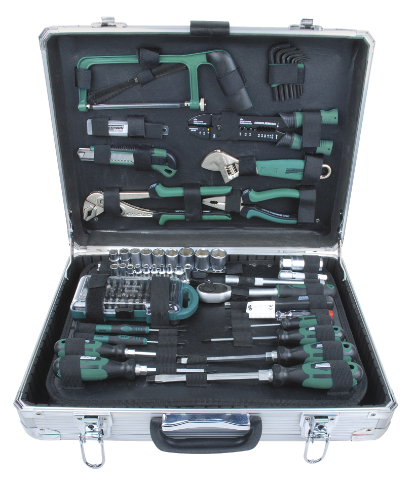 BRÜDER MANNESMANN Malette à outils, 124 pièces, coffre alu