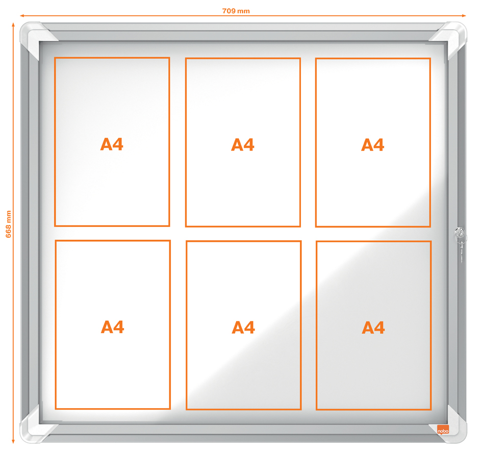 nobo Vitrine d'affichage Premium Plus, fond en métal, 6x A4
