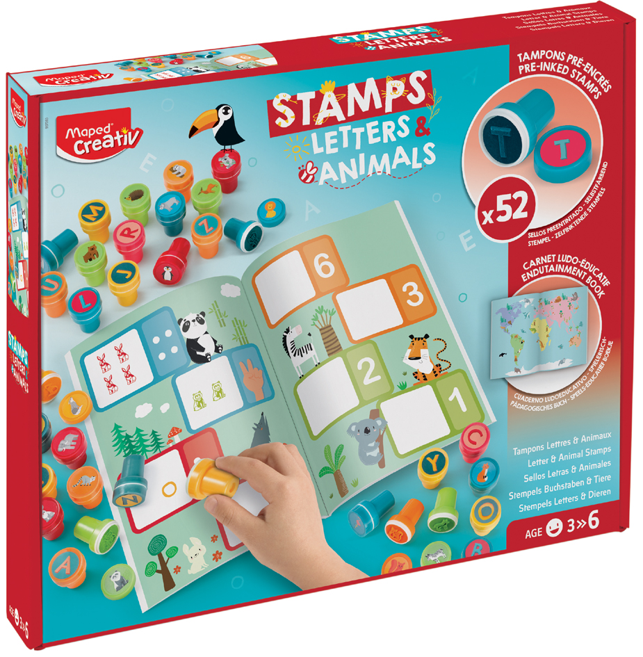 Maped Creativ Coffret 52 tampons 'Lettres & Animaux'