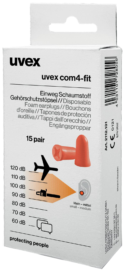 Bouchons de protection auditive jetables com4-fit, emballage