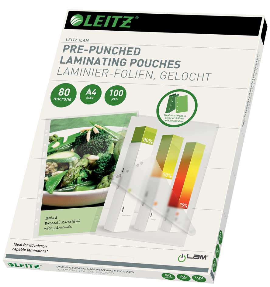 LEITZ Pochette de plastification, A4, classement, 160