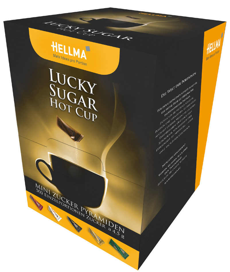 HELLMA Sachets de sucre Lucky Sugar 'Hot Cup', présentoir en