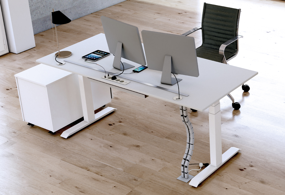 kerkmann Rangement pour bureau assis-debout Move 3, blanc pour tables à partir de 1.400 mm de largeur acier blanc
