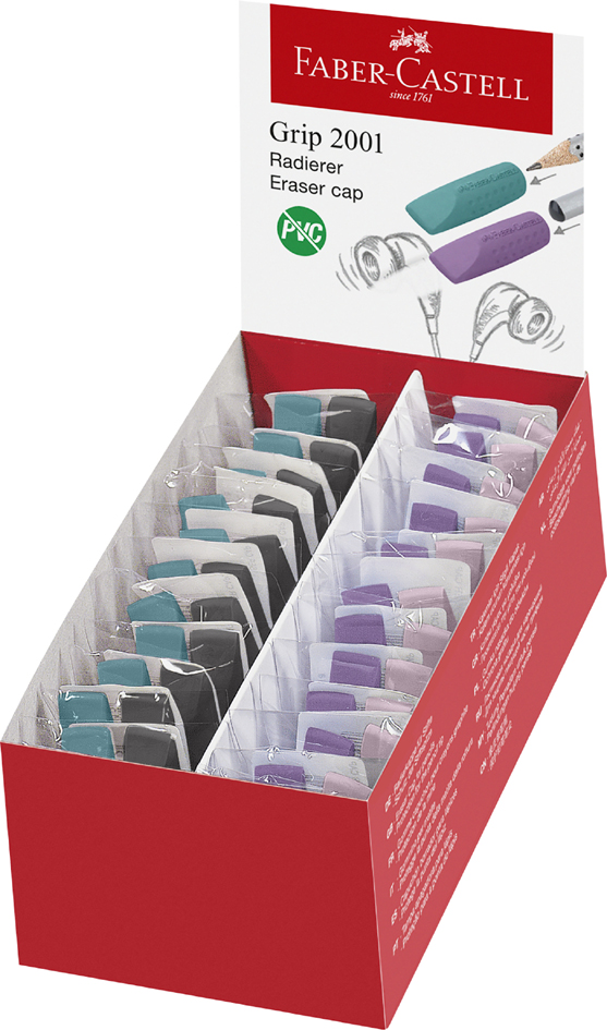 FABER-CASTELL Gomme GRIP ERASER CAP, en présentoir