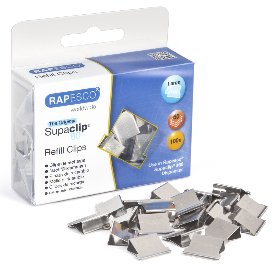RAPESCO Clips à documents Supaclip 60, 100 pièces,