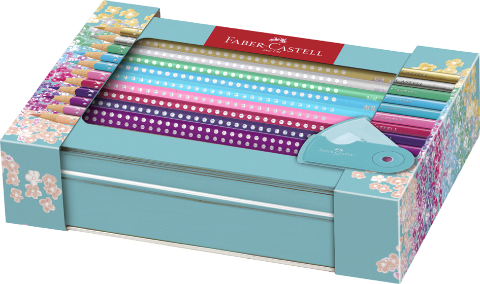 FABER-CASTELL Crayon couleur triangle GRIP SPARKLE, étui