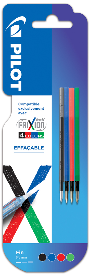 PILOT Mine de rechange FRIXION 4 COLORS, blister de 2, bleu