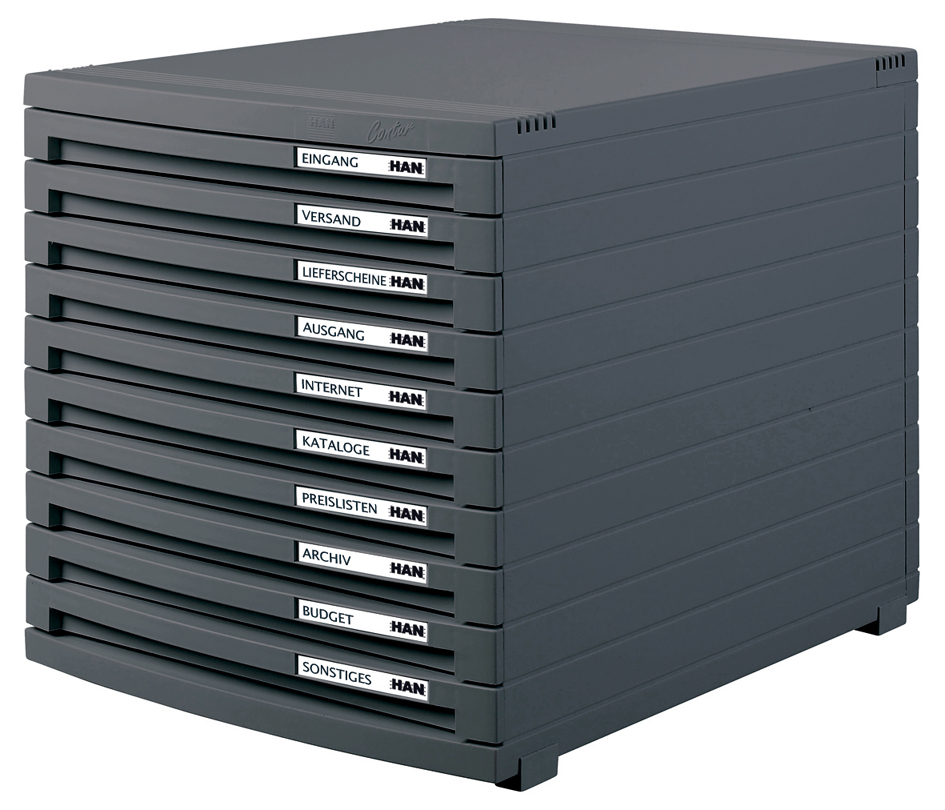 HAN Module de classement CONTUR, 10 tiroirs, gris foncé