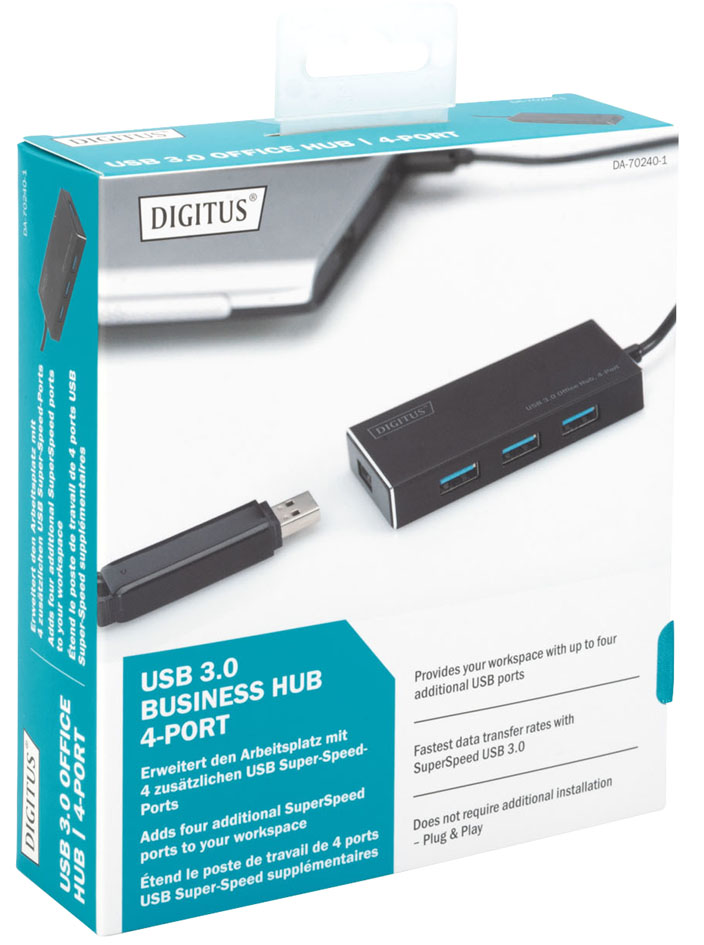 Hub USB 3.0, 4 ports, emballage