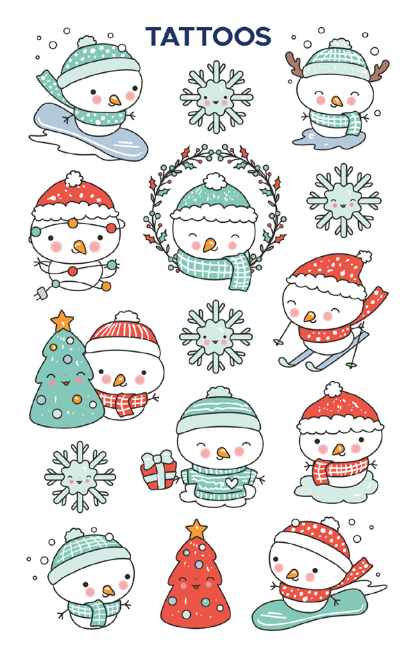 ZDesign KIDS Tatouages de Noël 'Bonhomme de neige'