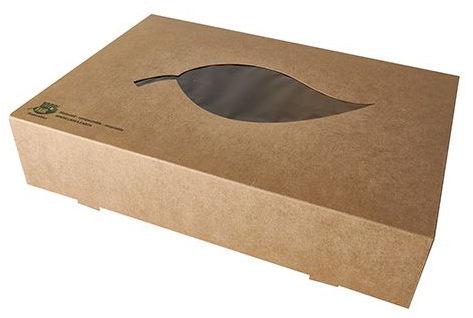 PAPSTAR Boîte de traiteur 'pure', 357 x 247 x 80 mm, marron