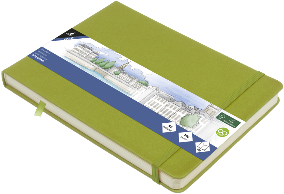 kangaro Cahier de croquis, 160 pages, A5 paysage, lime green