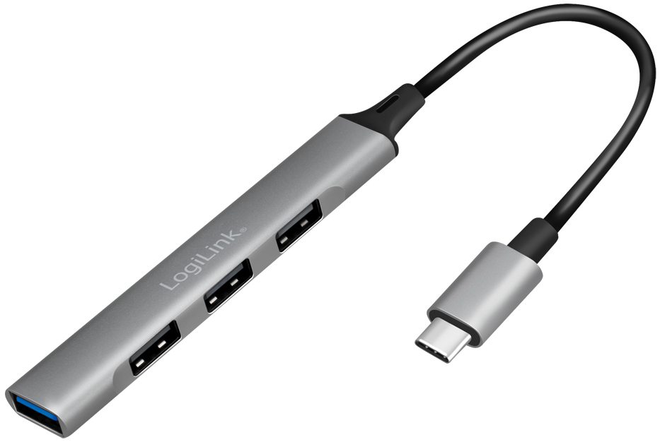 LogiLink Slim Hub USB 3.2 Gen 1, 4 ports, boîtier aluminium