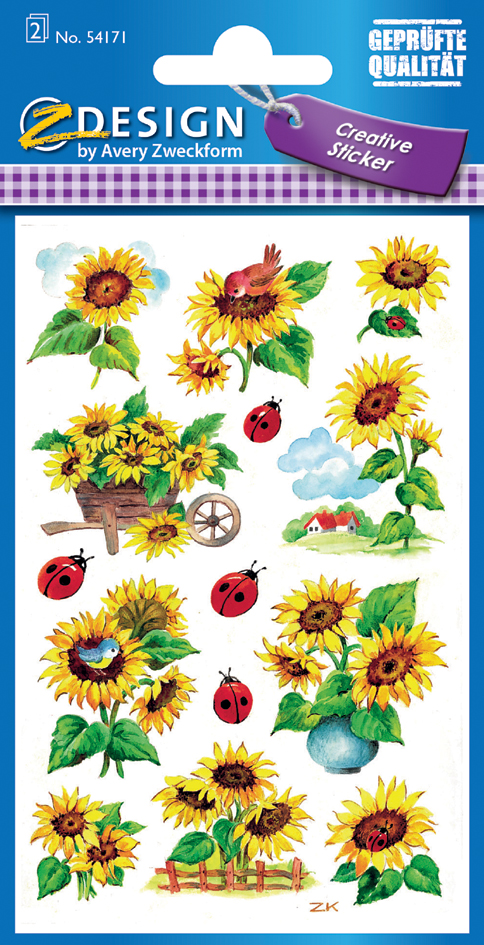 AVERY Zweckform Sticker ZDesign 'tournesols & coccinelles'