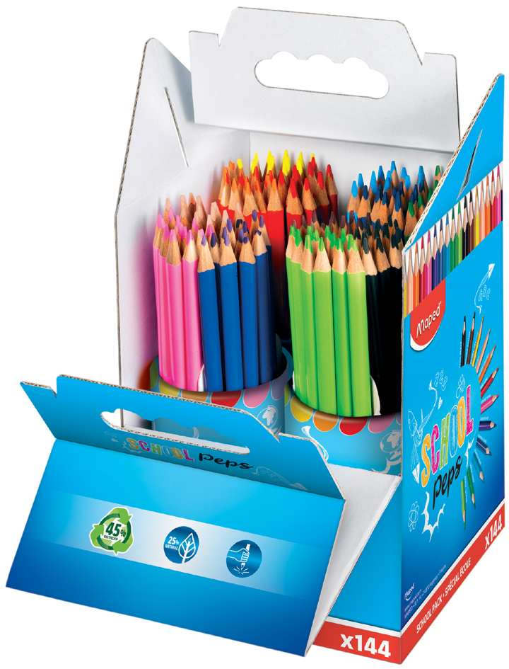 Crayons de couleurs COLOR'PEPS, kit spécial école de 144crayons