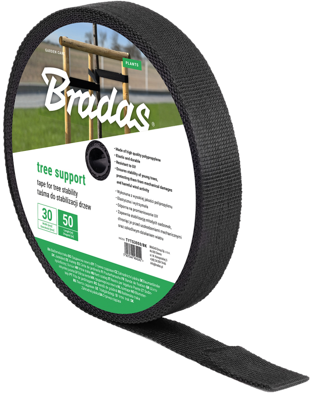 Bradas Bande de ligature pour arbres, PP, 30 mm x 50 m, noir