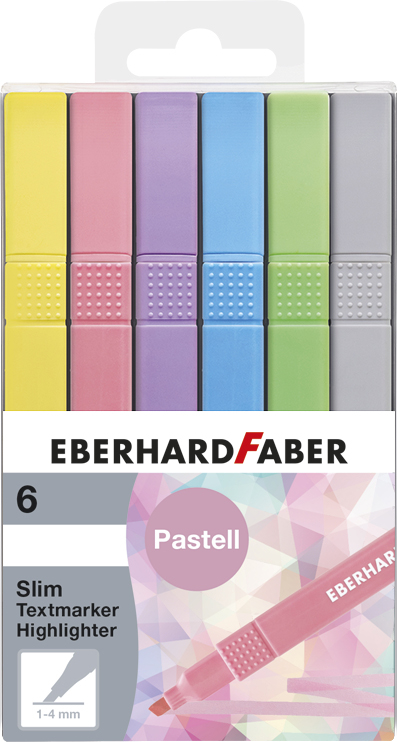 EBERHARD FABER Surligneur Slim, étui de 6, couleurs pastel