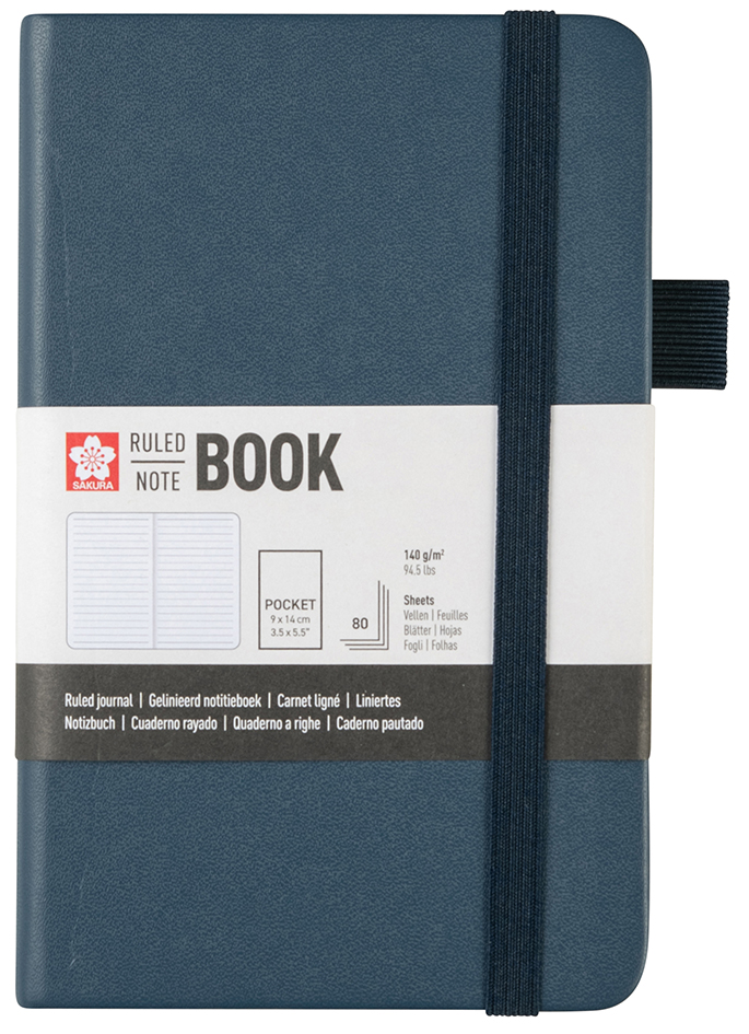 SAKURA Carnet, 90 x 140 mm, ligné, indigo foncé