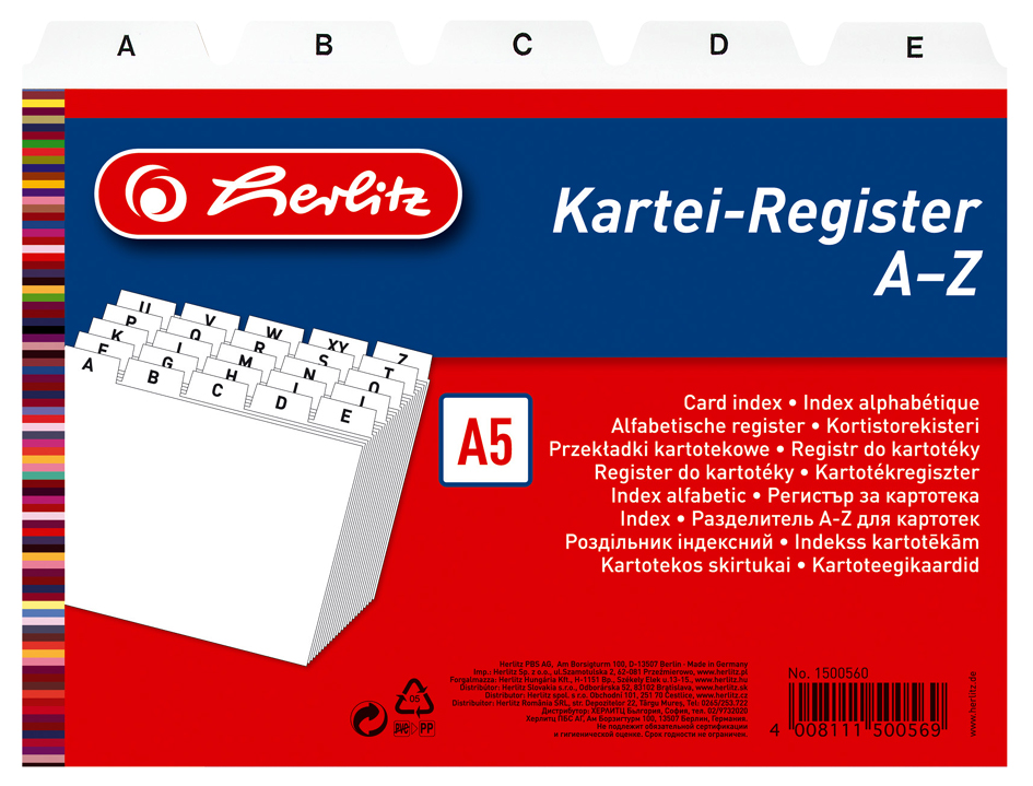 herlitz Index alphabétique A - Z, PP, A7 paysage
