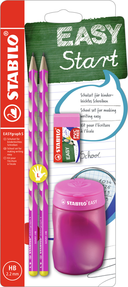 STABILO Kit d'écriture école EASYgraph 'S', gaucher, rose