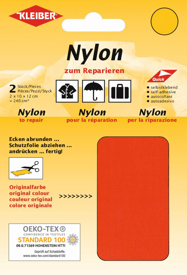 KLEIBER Pièce de réparation nylon, autocollant, orange fluo