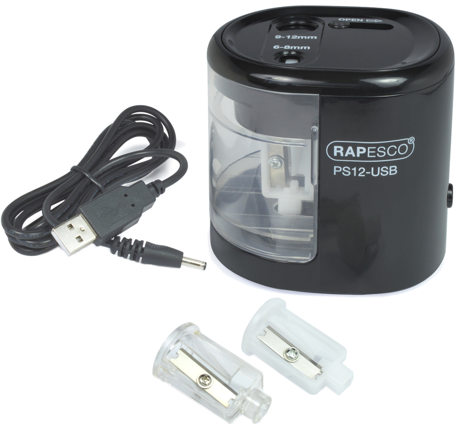 RAPESCO Taille-crayon électrique double PS12-USB, noir