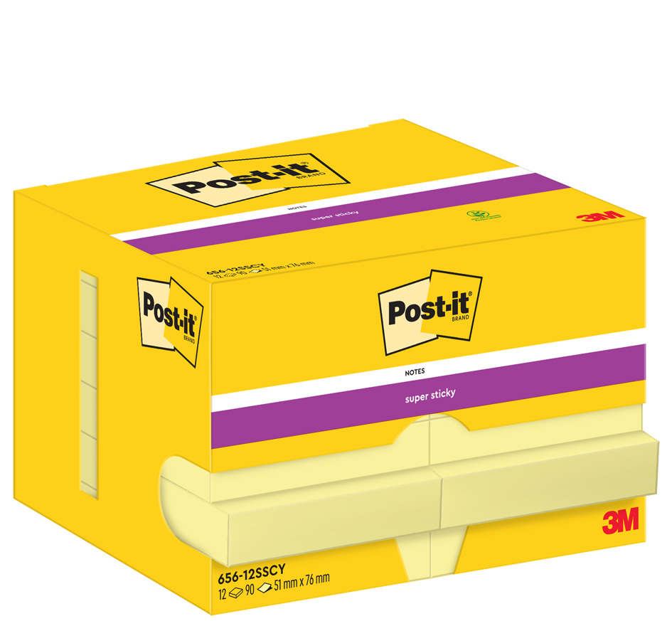 Post-it Bloc-note super sticky notes, 51 x 76 mm, jaune