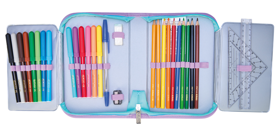 Étui scolaire "Ocean Lights", ouvert